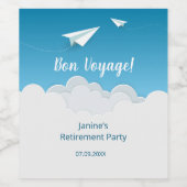 Papieren vliegtuig in de luchtmachtpartij wijn etiket (Enkel label)