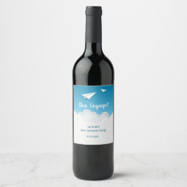 Papieren vliegtuig in de luchtmachtpartij wijn etiket