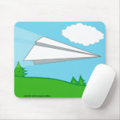 Papieren vliegtuig Mousepad Muismat (Met muis)