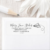 Papieren vliegtuig omlooprichting papieren vliegtu etiket (Insitu)