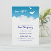 Papieren vliegtuig onderweg naar afscheid kaart (Staand voorkant)