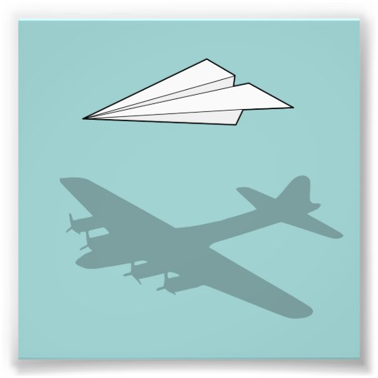 Papieren vliegtuig overactieve verbeelding foto afdruk (Voorkant)