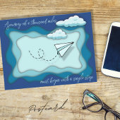 Papieren vliegtuig | Reis begint met één reis Briefkaart