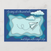 Papieren vliegtuig | Reis begint met één reis Briefkaart (Voorkant)