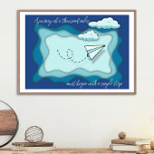 Papieren vliegtuig | Reis begint met één stap Poster