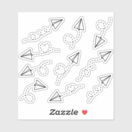 Papieren Vliegtuig Reisherinnering Decorative Plan Sticker