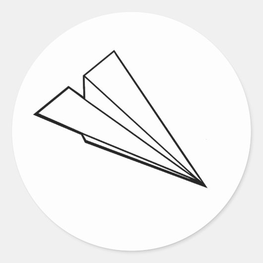 Papieren vliegtuig ronde sticker (Voorkant)