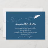 Papieren vliegtuig sparen de datum save the date (Voorkant)