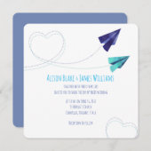 Papieren vliegtuig waterverf bruiloft uitnodiging (Voorkant / Achterkant)