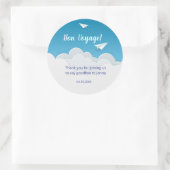 Papieren vliegtuig wegvliegend feest Dank u wel Ronde Sticker (Tas)