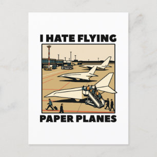 Papieren vliegtuigboarding Humor Paper Airlines Feestdagenkaart