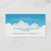 Papieren vliegtuigen boven de wolken visitekaartje (Achterkant)