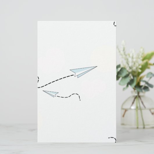 papieren vliegtuigen briefpapier (Staand voorkant)