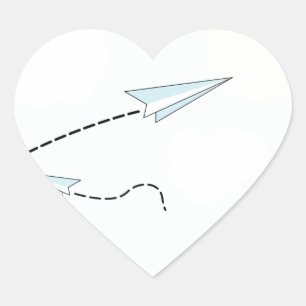 papieren vliegtuigen hart sticker