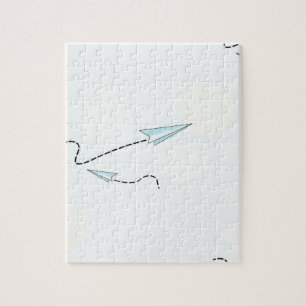 papieren vliegtuigen legpuzzel