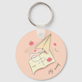 Papieren vliegtuigje Sleutelhanger | Vlieg weg (Voorkant)