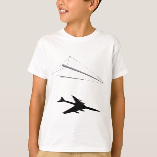 Papieren Vliegtuigschaduw 747 A340 A380 T-shirt (Voorkant)