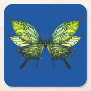 Papieren vlinder Onderzetters in blauw en groen