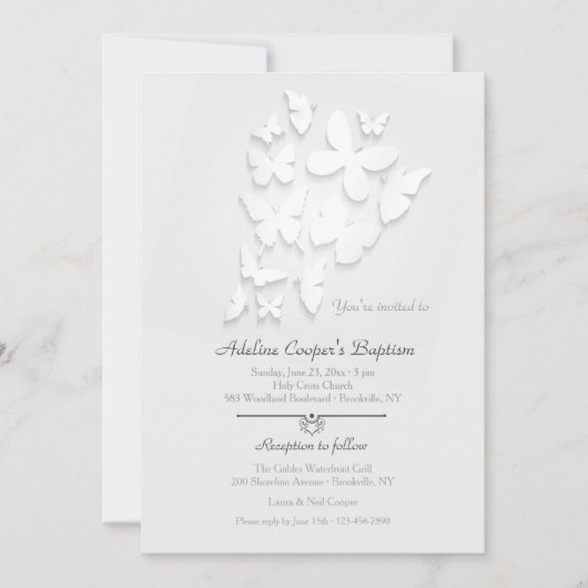 Papieren vlinders uitnodiging (Voorkant)