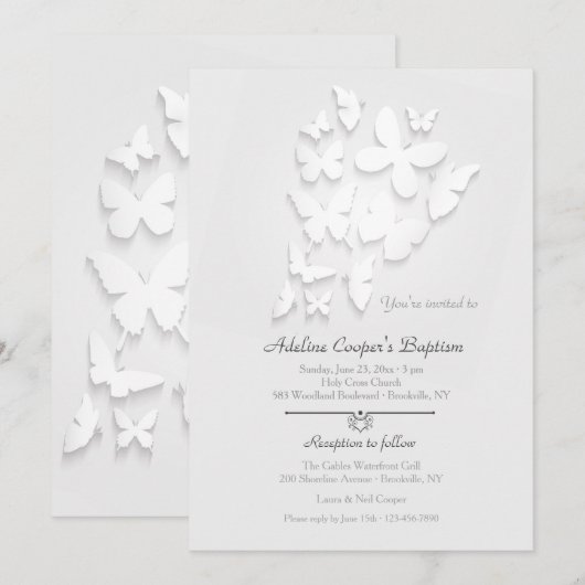 Papieren vlinders uitnodiging (Voorkant / Achterkant)