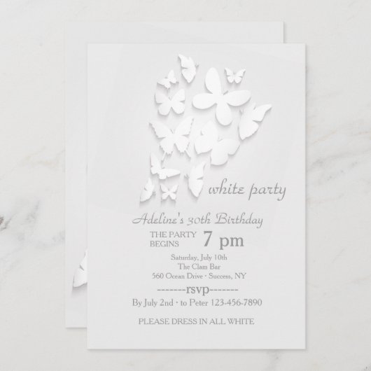 Papieren vlinders uitnodiging (Voorkant / Achterkant)