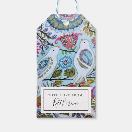 Papieren vogels I Cadeaulabel (Voorkant)