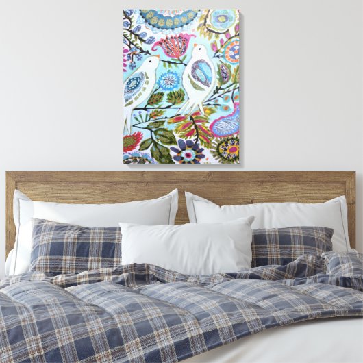 Papieren vogels I Canvas Afdruk (Insitu (Slaapkamer))