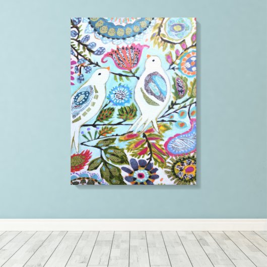 Papieren vogels I Canvas Afdruk (Insitu (Houten vloer))