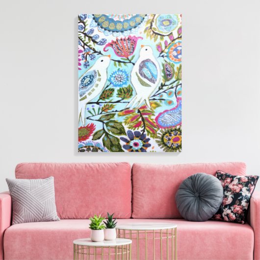 Papieren vogels I Canvas Afdruk (Insitu (Woonkamer))