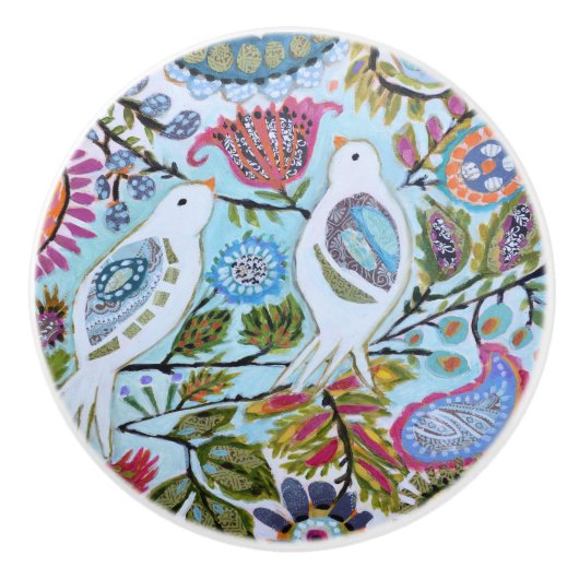 Papieren vogels I Keramische Knop (Voorkant)