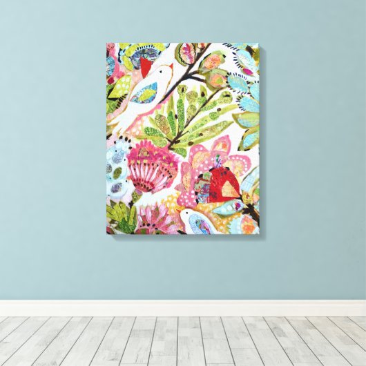 Papieren vogels II Canvas Afdruk (Insitu (Houten vloer))