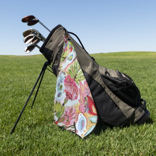 Papieren vogels II Golfhanddoek (Groen)