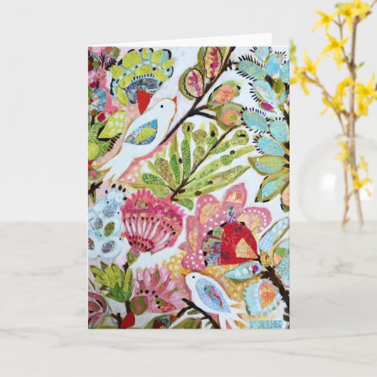 Papieren vogels II Kaart (Gele Bloem)