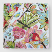 Papieren vogels II Vierkante Klok (Voorkant)