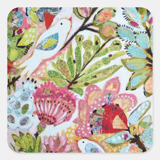 Papieren vogels II Vierkante Sticker (Voorkant)