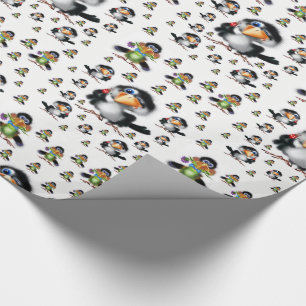 Papieren vogels ompakken cadeaupapier