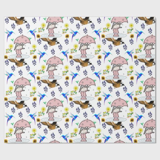 Papieren vogels ompakken cadeaupapier (Vlak)