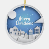 Papieren winterscène keramisch ornament (Voorkant)