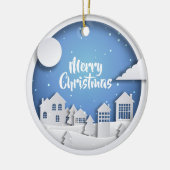 Papieren winterscène keramisch ornament (Links)