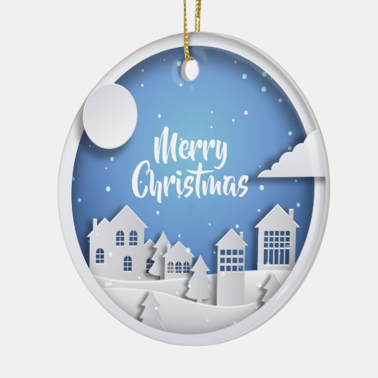 Papieren winterscène keramisch ornament (Links)