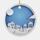 Papieren winterscène keramisch ornament (Achterkant)