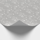 Papieren zilver en witte flora omsluiten cadeaupapier (Hoek)