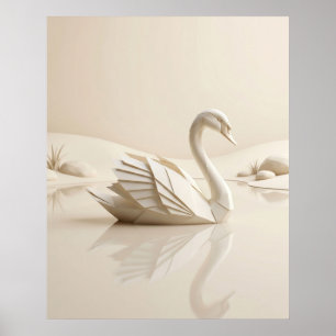 Papieren Zwaan Spiegelmeer Poster