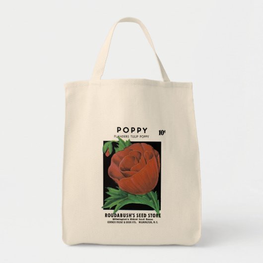 Papieretiket voor papaverzaad tote bag (Voorkant)