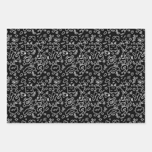 Papierfolie met een zwart en wit doedelpatroon inpakpapier vel (Voorkant 2)