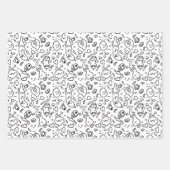 Papierfolie met een zwart en wit doedelpatroon inpakpapier vel (Voorkant)