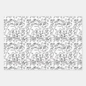 Papierfolie met een zwart en wit doedelpatroon inpakpapier vel (Voorkant)