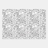 Papierfolie met een zwart en wit doedelpatroon inpakpapier vel (Voorkant)