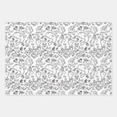 Papierfolie met een zwart en wit doedelpatroon inpakpapier vel (Voorkant 3)