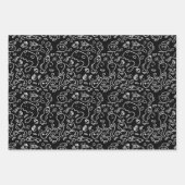 Papierfolie met een zwart en wit doedelpatroon inpakpapier vel (Voorkant 2)
